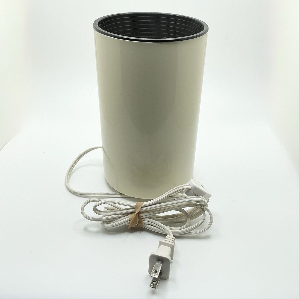 Vintage 1980s Modernist Cylinder Accent Uplight Lamp White Metal | Space Age